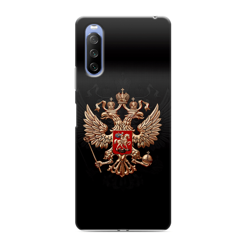 Силиконовый противоударный чехол на Sony Xperia 10 III с принтом Герб России Силиконовый противоударный чехол на Sony Xperia 10 III с принтом Герб России