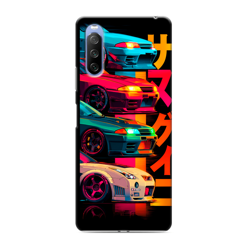 Силиконовый противоударный чехол на Sony Xperia 10 III с принтом Гоночные машины Силиконовый противоударный чехол на Sony Xperia 10 III с принтом Гоночные машины