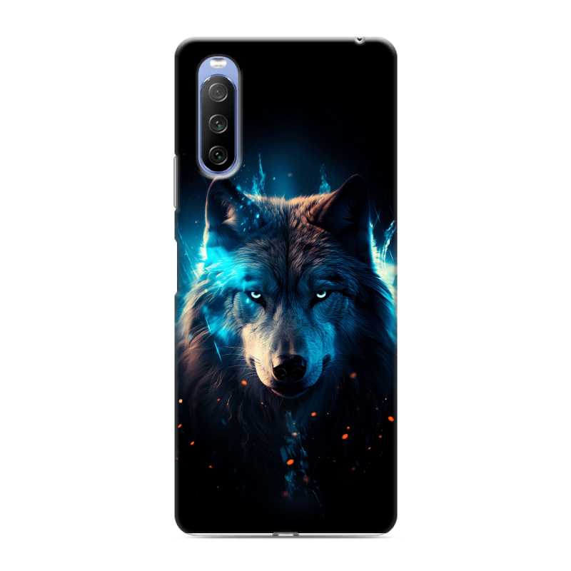 Силиконовый противоударный чехол на Sony Xperia 10 III с принтом Волк ночной Силиконовый противоударный чехол на Sony Xperia 10 III с принтом Волк ночной