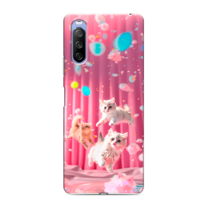 Силиконовый противоударный чехол на Sony Xperia 10 III с принтом милые котики Силиконовый противоударный чехол на Sony Xperia 10 III с принтом милые котики