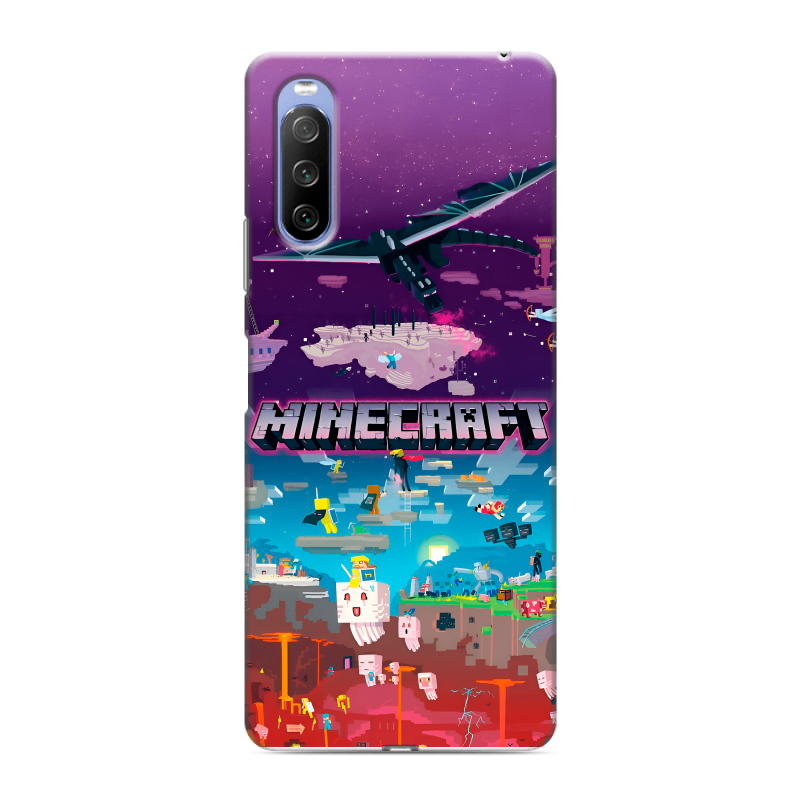 Силиконовый противоударный чехол на Sony Xperia 10 III с принтом Майнкрафт Minecraft Силиконовый противоударный чехол на Sony Xperia 10 III с принтом Майнкрафт Minecraft