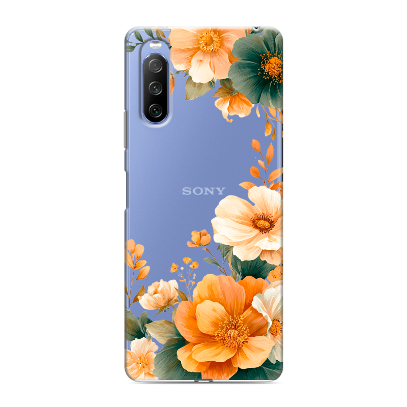 Силиконовый противоударный чехол на Sony Xperia 10 III с принтом Цветы принт Силиконовый противоударный чехол на Sony Xperia 10 III с принтом Цветы принт