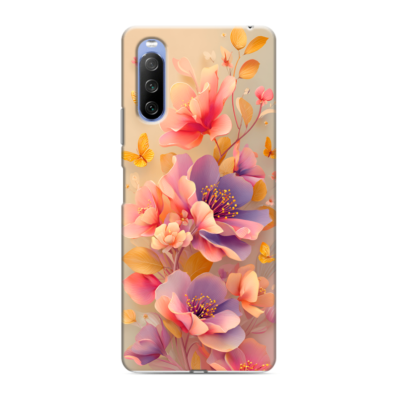 Силиконовый противоударный чехол на Sony Xperia 10 III с принтом Цветы и бабочки Силиконовый противоударный чехол на Sony Xperia 10 III с принтом Цветы и бабочки