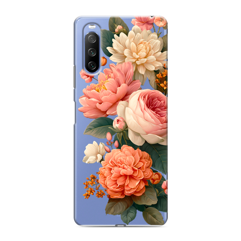 Силиконовый противоударный чехол на Sony Xperia 10 III с принтом цветы Силиконовый противоударный чехол на Sony Xperia 10 III с принтом цветы