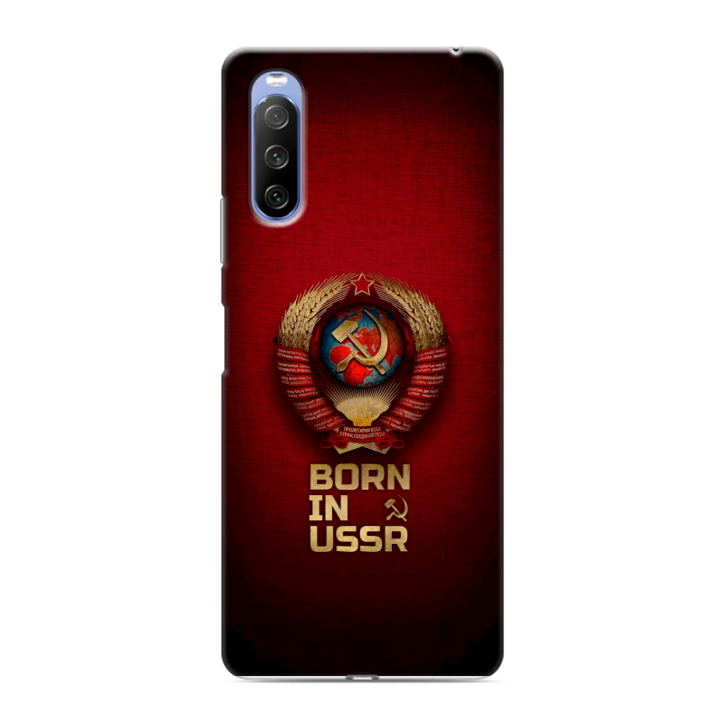 Силиконовый противоударный чехол на Sony Xperia 10 III с принтом Флаг Герб СССР Силиконовый противоударный чехол на Sony Xperia 10 III с принтом Флаг Герб СССР