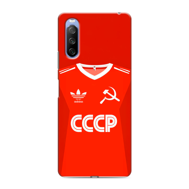 Силиконовый противоударный чехол на Sony Xperia 10 III с принтом Флаг Герб СССР Силиконовый противоударный чехол на Sony Xperia 10 III с принтом Флаг Герб СССР