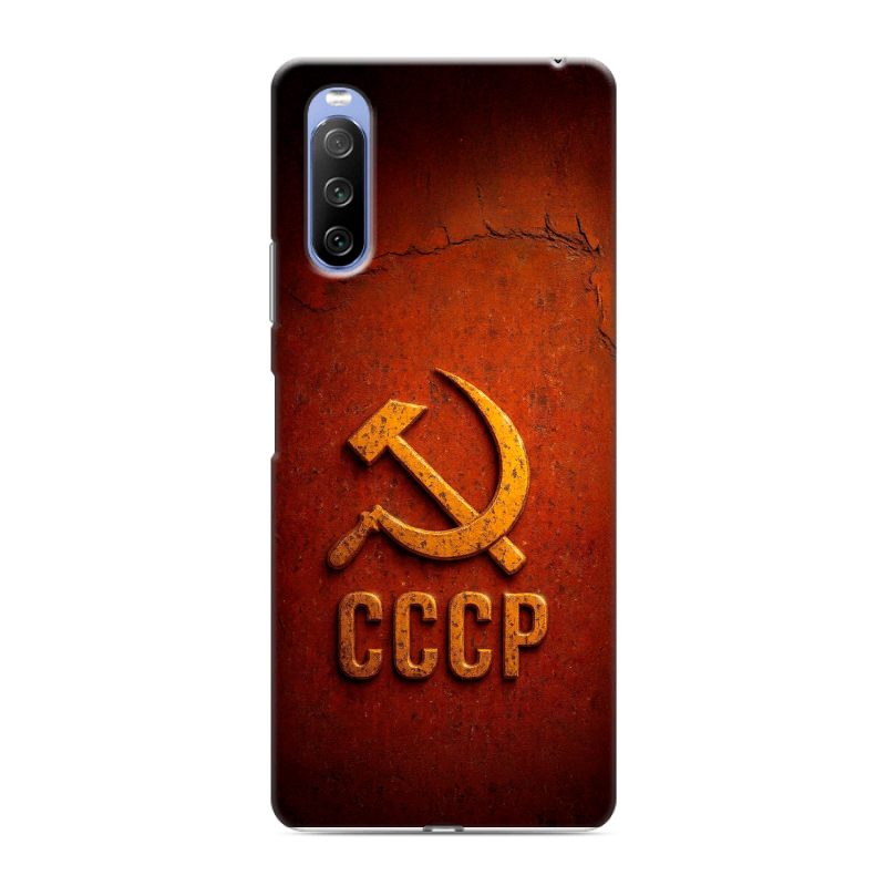 Силиконовый противоударный чехол на Sony Xperia 10 III с принтом Флаг Герб СССР Силиконовый противоударный чехол на Sony Xperia 10 III с принтом Флаг Герб СССР