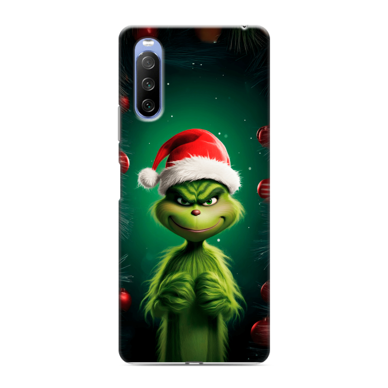 Силиконовый противоударный чехол на Sony Xperia 10 III с принтом Гринч Новый год Рождество Силиконовый противоударный чехол на Sony Xperia 10 III с принтом Гринч Новый год Рождество