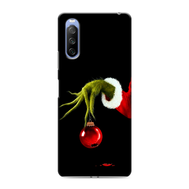 Силиконовый противоударный чехол на Sony Xperia 10 III с принтом Новый год Гринч Силиконовый противоударный чехол на Sony Xperia 10 III с принтом Новый год Гринч
