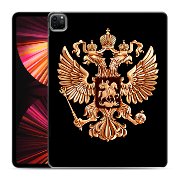 Силиконовый чехол на Ipad Pro 12.9 (2021) с принтом Герб России золотой