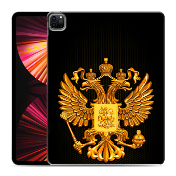 Силиконовый чехол на Ipad Pro 12.9 (2021) с принтом Герб России желтый Силиконовый чехол на Ipad Pro 12.9 (2021) с принтом Герб России желтый