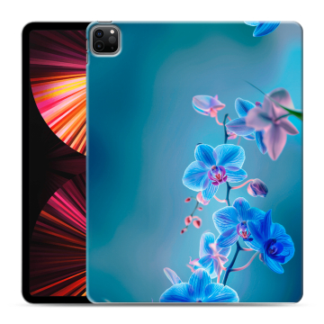 Силиконовый чехол на Ipad Pro 12.9 (2021) с принтом Голубые цветы Силиконовый чехол на Ipad Pro 12.9 (2021) с принтом Голубые цветы