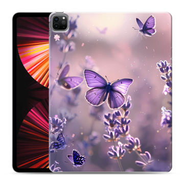 Силиконовый чехол на Ipad Pro 12.9 (2021) с принтом бабочки и лаванда Силиконовый чехол на Ipad Pro 12.9 (2021) с принтом бабочки и лаванда
