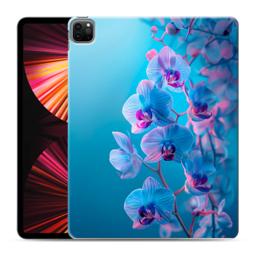 Силиконовый чехол на Ipad Pro 12.9 (2021) с принтом голубые орхидеи Силиконовый чехол на Ipad Pro 12.9 (2021) с принтом голубые орхидеи