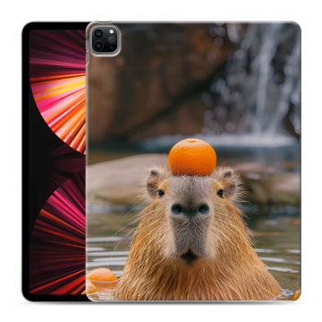Силиконовый чехол на Ipad Pro 12.9 (2021) с принтом Капибара с апельсином Силиконовый чехол на Ipad Pro 12.9 (2021) с принтом Капибара с апельсином