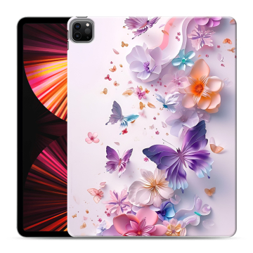 Силиконовый чехол на Ipad Pro 12.9 (2021) с принтом цветы бабочки