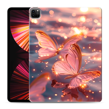 Силиконовый чехол на Ipad Pro 12.9 (2021) с принтом бабочки розовые Силиконовый чехол на Ipad Pro 12.9 (2021) с принтом бабочки розовые