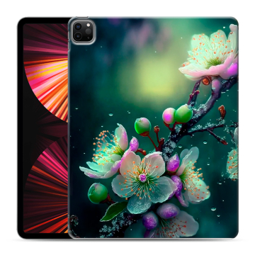 Силиконовый чехол на Ipad Pro 12.9 (2021) с принтом Цветы и мрамор