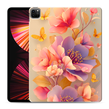 Силиконовый чехол на Ipad Pro 12.9 (2021) с принтом Цветы и бабочки Силиконовый чехол на Ipad Pro 12.9 (2021) с принтом Цветы и бабочки
