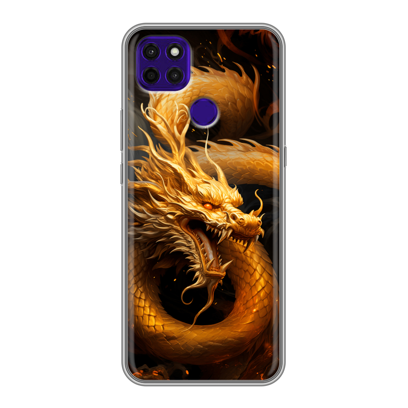 Силиконовый чехол на Lenovo K12 Pro с принтом Золотой дракон Силиконовый чехол на Lenovo K12 Pro с принтом Золотой дракон