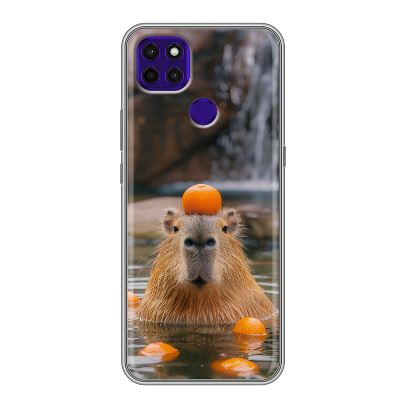 Силиконовый противоударный чехол на Lenovo K12 Pro с принтом Капибара с апельсином Силиконовый противоударный чехол на Lenovo K12 Pro с принтом Капибара с апельсином