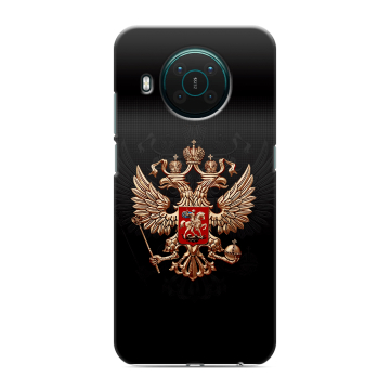 Силиконовый противоударный чехол на Nokia X10 с принтом Герб России