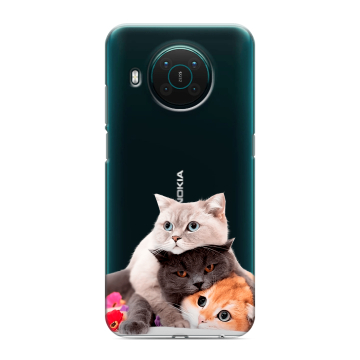Силиконовый противоударный чехол на Nokia X10 с принтом Кошки