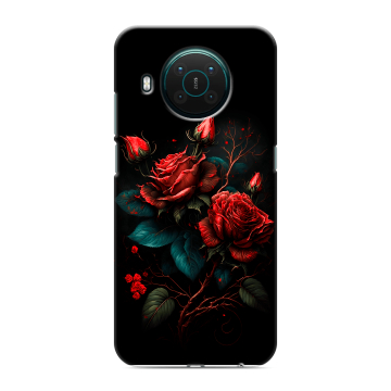 Силиконовый противоударный чехол на Nokia X10 с принтом Розы красные