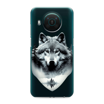 Силиконовый противоударный чехол на Nokia X10 с принтом Волк в лесу Силиконовый противоударный чехол на Nokia X10 с принтом Волк в лесу