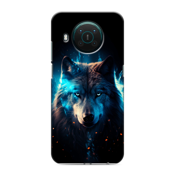 Силиконовый противоударный чехол на Nokia X10 с принтом Волк ночной