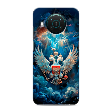 Силиконовый противоударный чехол на Nokia X10 с принтом Герб флаг России