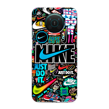 Силиконовый противоударный чехол на Nokia X10 с принтом найк nike черный