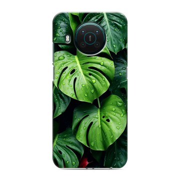 Силиконовый противоударный чехол на Nokia X10 с принтом Листья