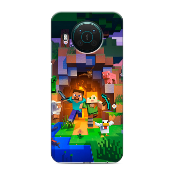 Силиконовый противоударный чехол на Nokia X10 с принтом Майнкрафт Minecraft