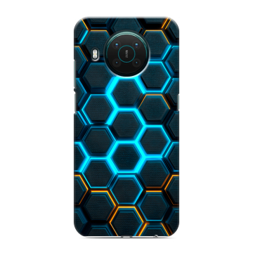 Силиконовый противоударный чехол на Nokia X10 с принтом Неоновые соты Силиконовый противоударный чехол на Nokia X10 с принтом Неоновые соты