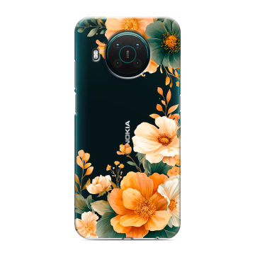 Силиконовый противоударный чехол на Nokia X10 с принтом Цветы принт Силиконовый противоударный чехол на Nokia X10 с принтом Цветы принт