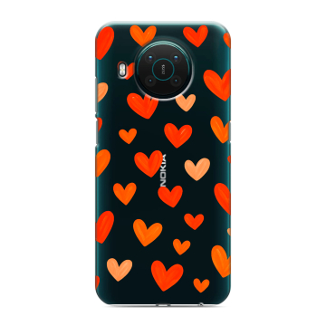 Силиконовый противоударный чехол на Nokia X10 с принтом Сердечки Силиконовый противоударный чехол на Nokia X10 с принтом Сердечки