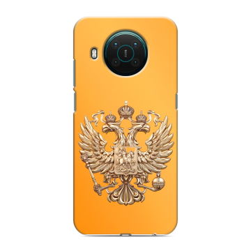 Силиконовый противоударный чехол на Nokia X10 с принтом Герб Флаг России Силиконовый противоударный чехол на Nokia X10 с принтом Герб Флаг России