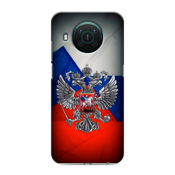 Силиконовый противоударный чехол на Nokia X10 с принтом Флаг России
