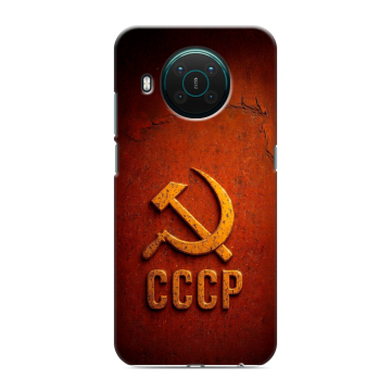 Силиконовый противоударный чехол на Nokia X10 с принтом Флаг Герб СССР