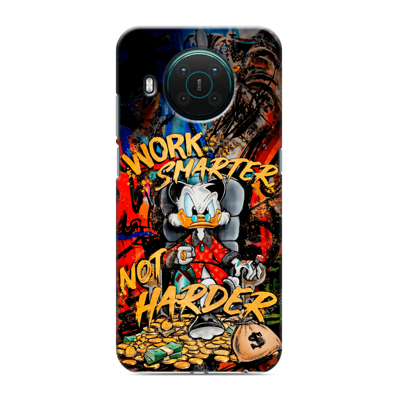 Силиконовый противоударный чехол на Nokia X10 с принтом Дональд Дак Деньги Силиконовый противоударный чехол на Nokia X10 с принтом Дональд Дак Деньги