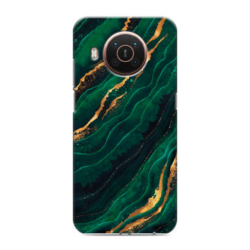 Силиконовый противоударный чехол на Nokia X20 с принтом Мрамор зеленое золото