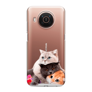 Силиконовый противоударный чехол на Nokia X20 с принтом Кошки