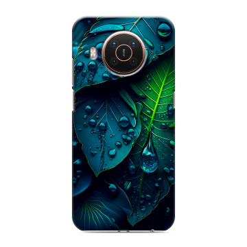 Силиконовый противоударный чехол на Nokia X20 с принтом Листья
