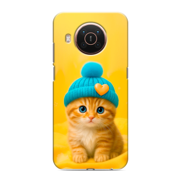 Силиконовый противоударный чехол на Nokia X20 с принтом Котенок в шапке Силиконовый противоударный чехол на Nokia X20 с принтом Котенок в шапке