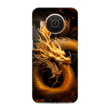 Силиконовый противоударный чехол на Nokia X20 с принтом Золотой дракон