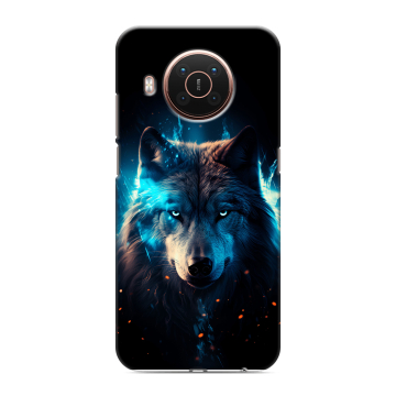 Силиконовый противоударный чехол на Nokia X20 с принтом Волк ночной