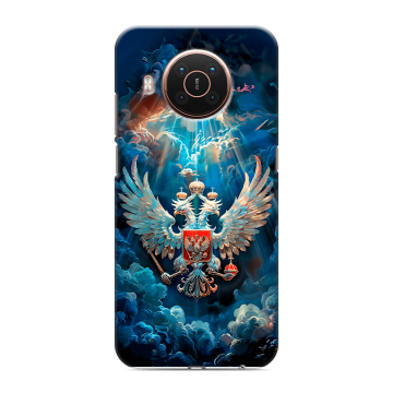 Силиконовый противоударный чехол на Nokia X20 с принтом Герб флаг России