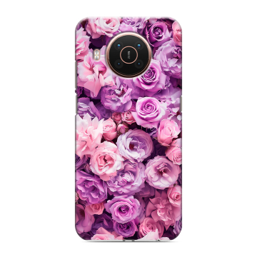 Силиконовый противоударный чехол на Nokia X20 с принтом лавандовые розы Силиконовый противоударный чехол на Nokia X20 с принтом лавандовые розы