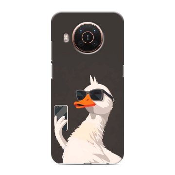 Силиконовый противоударный чехол на Nokia X20 с принтом утка в очках